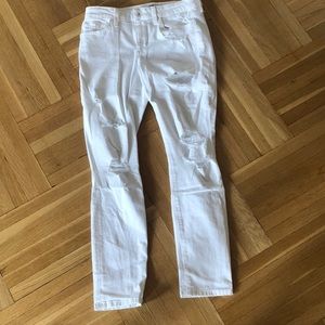 Joe’s distressed white skinny jeans